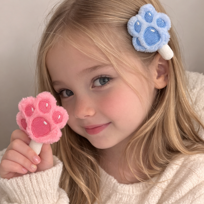 Cat Paw Hair Clip — Soft Plush Barrette for Girls & Cat Lovers | Pink & Blue | Handmade by Craftlulu