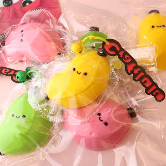 Cute Banana Squishy Keychain| Handmade – Color Selectable – Soft Kawaii Slow Rising Stress Relief Fidget Toy in Pink Yellow or Green| Gift