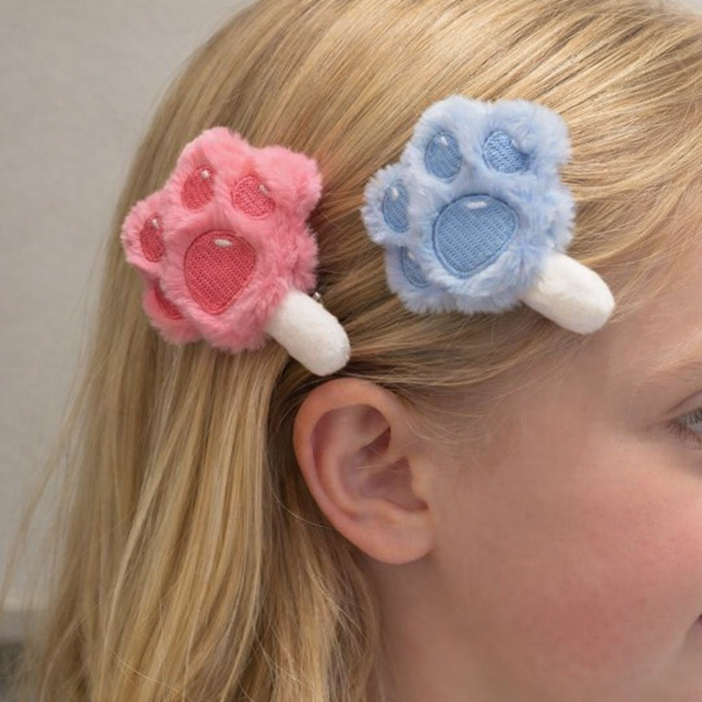 Cat Paw Hair Clip — Soft Plush Barrette for Girls & Cat Lovers | Pink & Blue | Handmade by Craftlulu
