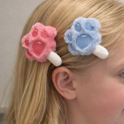 Cat Paw Hair Clip — Soft Plush Barrette for Girls & Cat Lovers | Pink & Blue | Handmade by Craftlulu