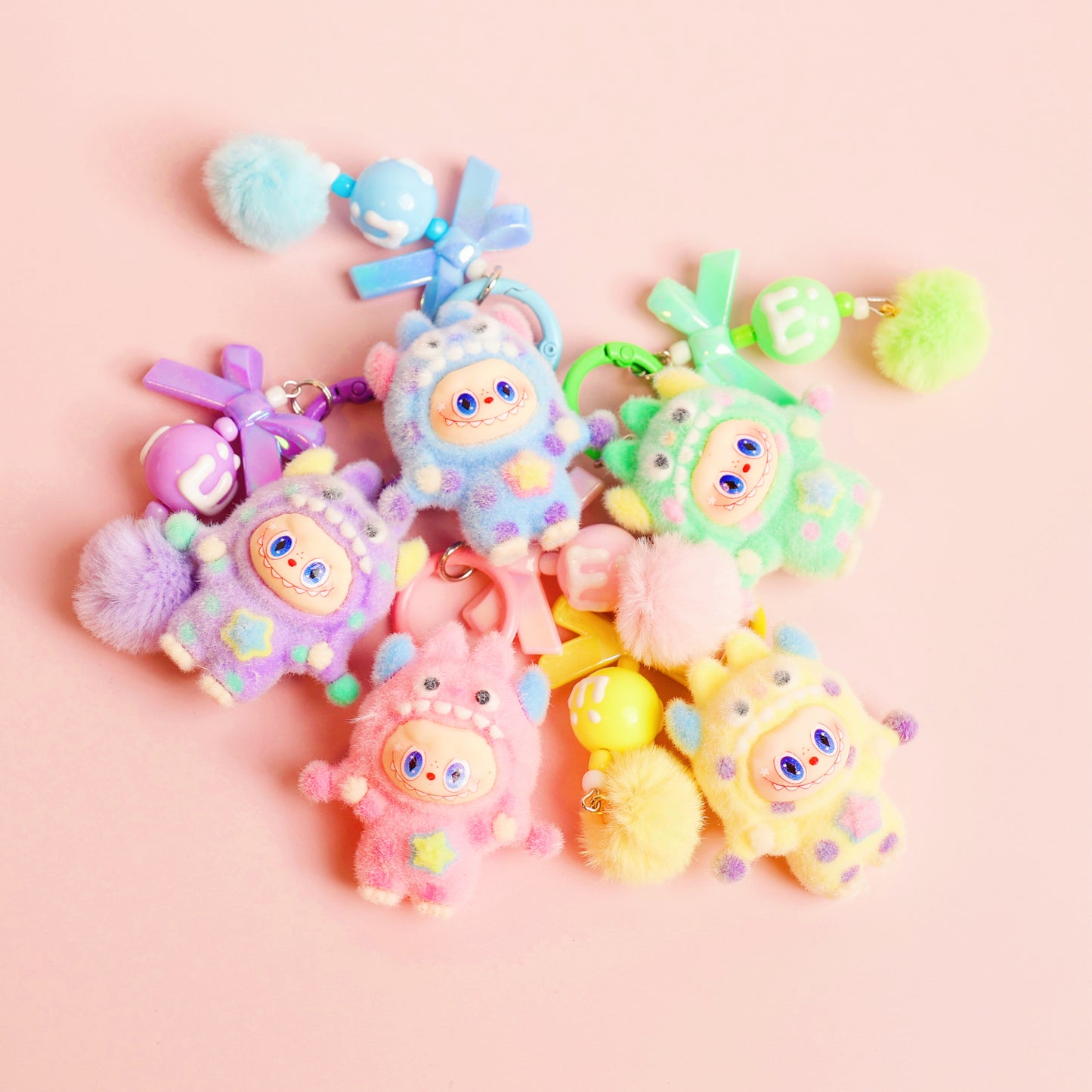 Mini Labubu Inspired Keychain — Plush Monster Bag Charm | Pastel Collectible Accessory | Craftlulu