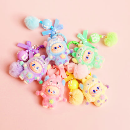 Mini Labubu Inspired Keychain — Plush Monster Bag Charm | Pastel Collectible Accessory | Craftlulu