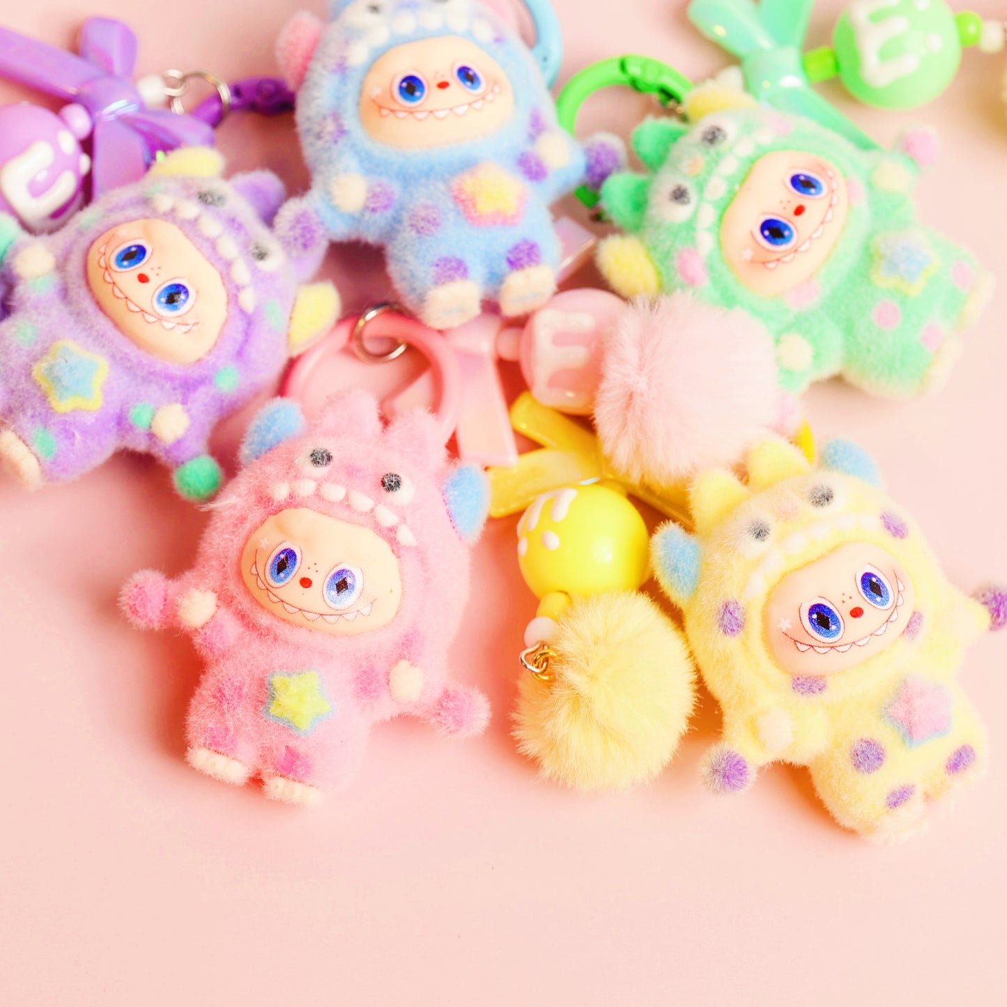 Mini Labubu Inspired Keychain — Plush Monster Bag Charm | Pastel Collectible Accessory | Craftlulu
