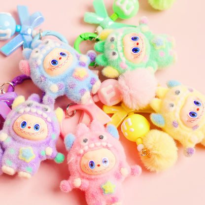 Mini Labubu Inspired Keychain — Plush Monster Bag Charm | Pastel Collectible Accessory | Craftlulu