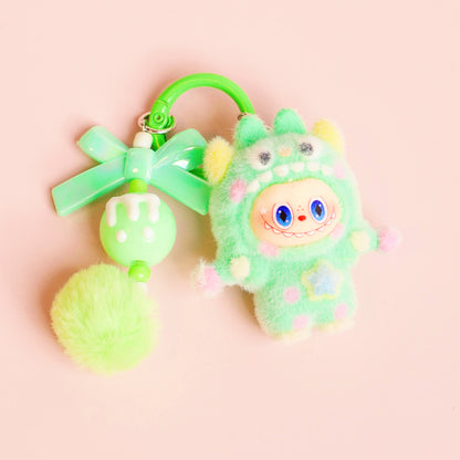 Mini Labubu Inspired Keychain — Plush Monster Bag Charm | Pastel Collectible Accessory | Craftlulu