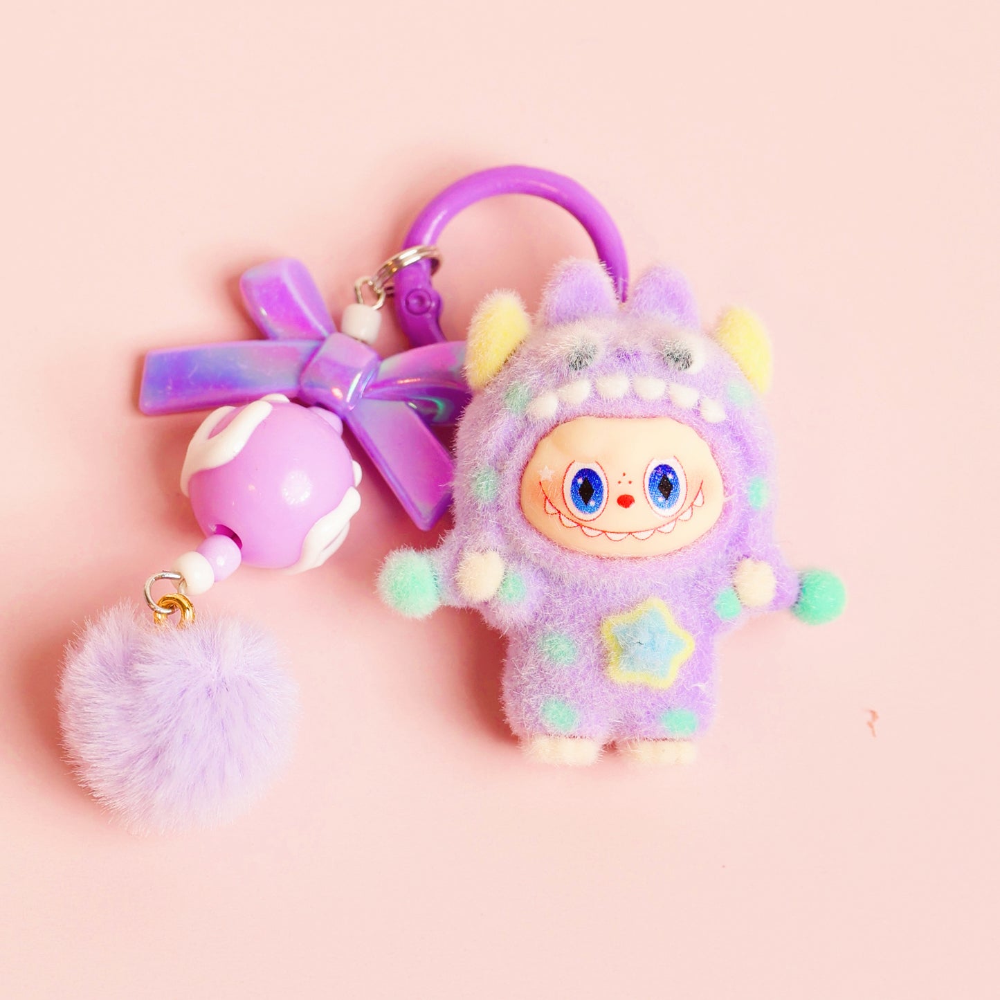 Mini Labubu Inspired Keychain — Plush Monster Bag Charm | Pastel Collectible Accessory | Craftlulu