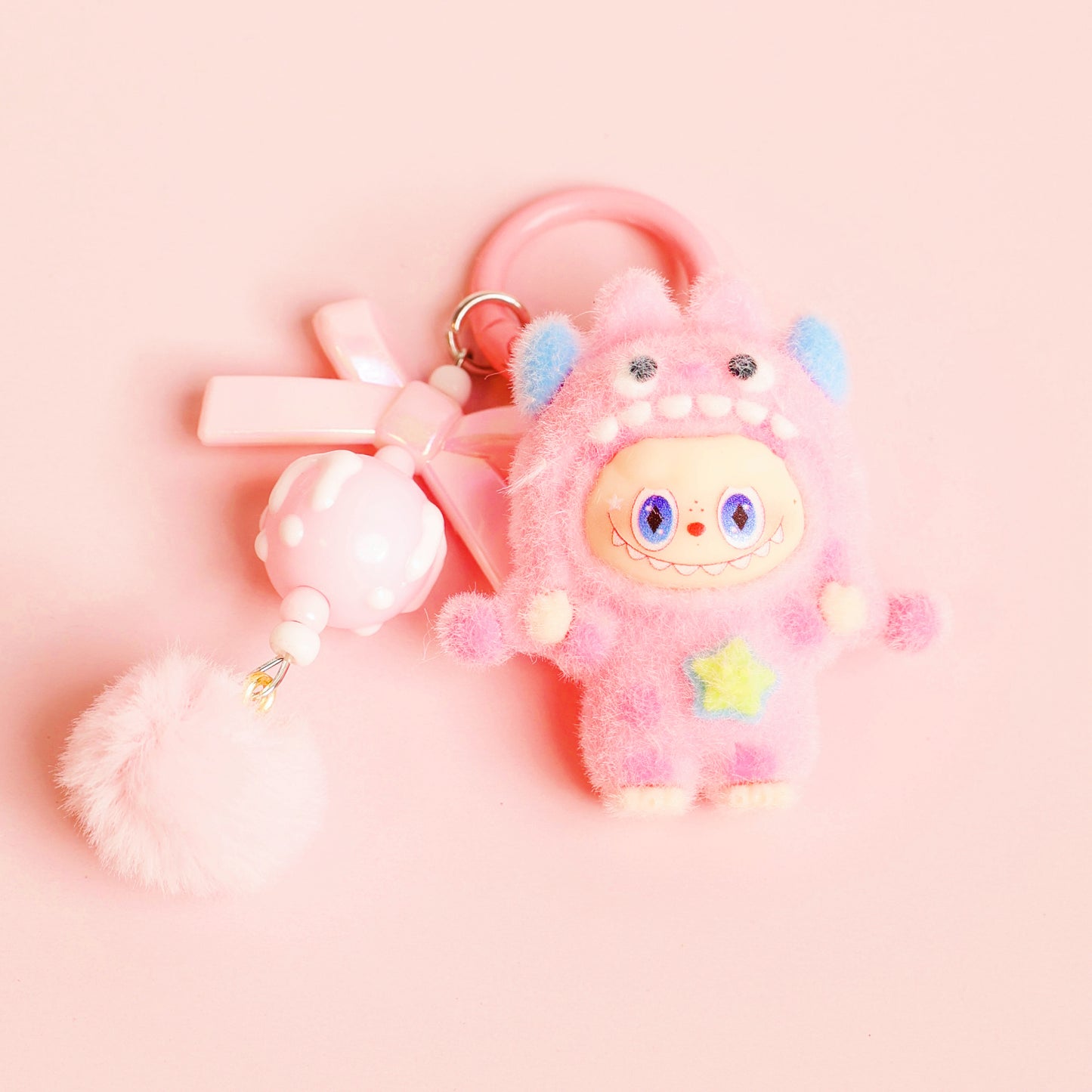 Mini Labubu Inspired Keychain — Plush Monster Bag Charm | Pastel Collectible Accessory | Craftlulu