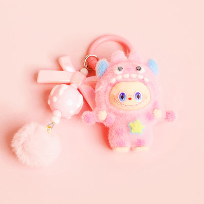 Mini Labubu Inspired Keychain — Plush Monster Bag Charm | Pastel Collectible Accessory | Craftlulu