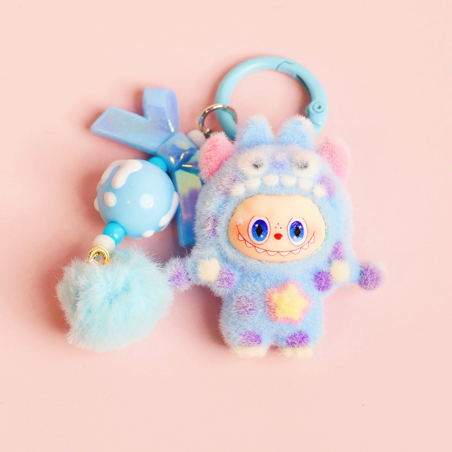 Mini Labubu Inspired Keychain — Plush Monster Bag Charm | Pastel Collectible Accessory | Craftlulu