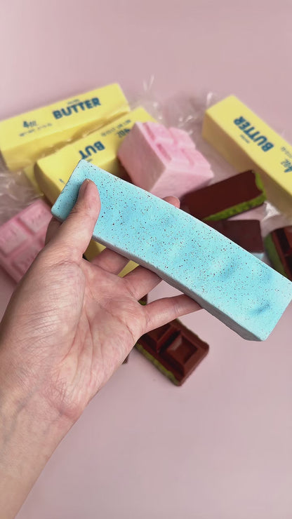 Handmade Sea Salt Cheese Bar Slow Rise Squishy | Soft Slow Rebound Fidget | Cute Desk Decor